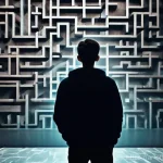 유명 사건의 범죄 가해자 분석 - **"A solitary young person, perhaps 16-18 years old, stands amidst a complex, dimly lit psychologica...