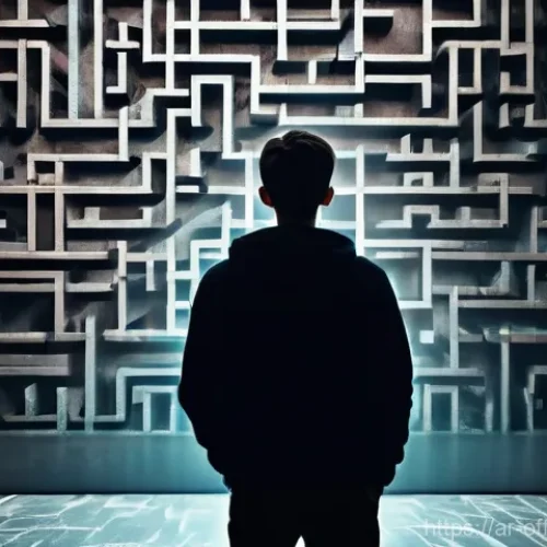 Home 14 유명 사건의 범죄 가해자 분석 - **"A solitary young person, perhaps 16-18 years old, stands amidst a complex, dimly lit psychologica...